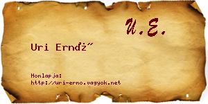 Uri Ernő névjegykártya